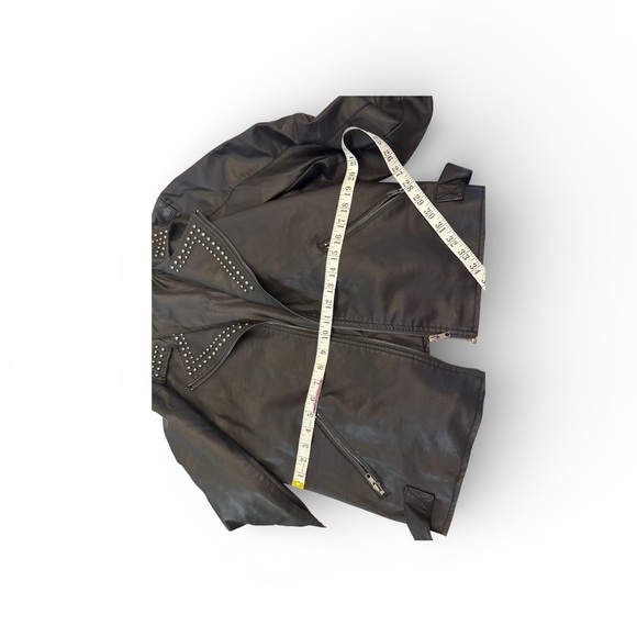 Women's Black Studded Leather Jacket - Picture 4 of 9